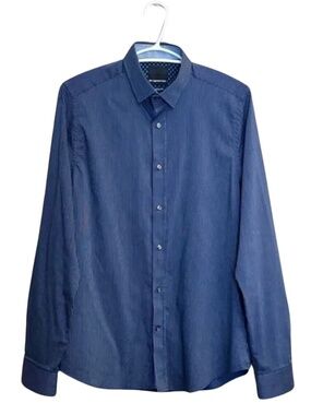 By Definition Navy Pinstripe Modern Dress Shirt – Small EUC 14.5-15"